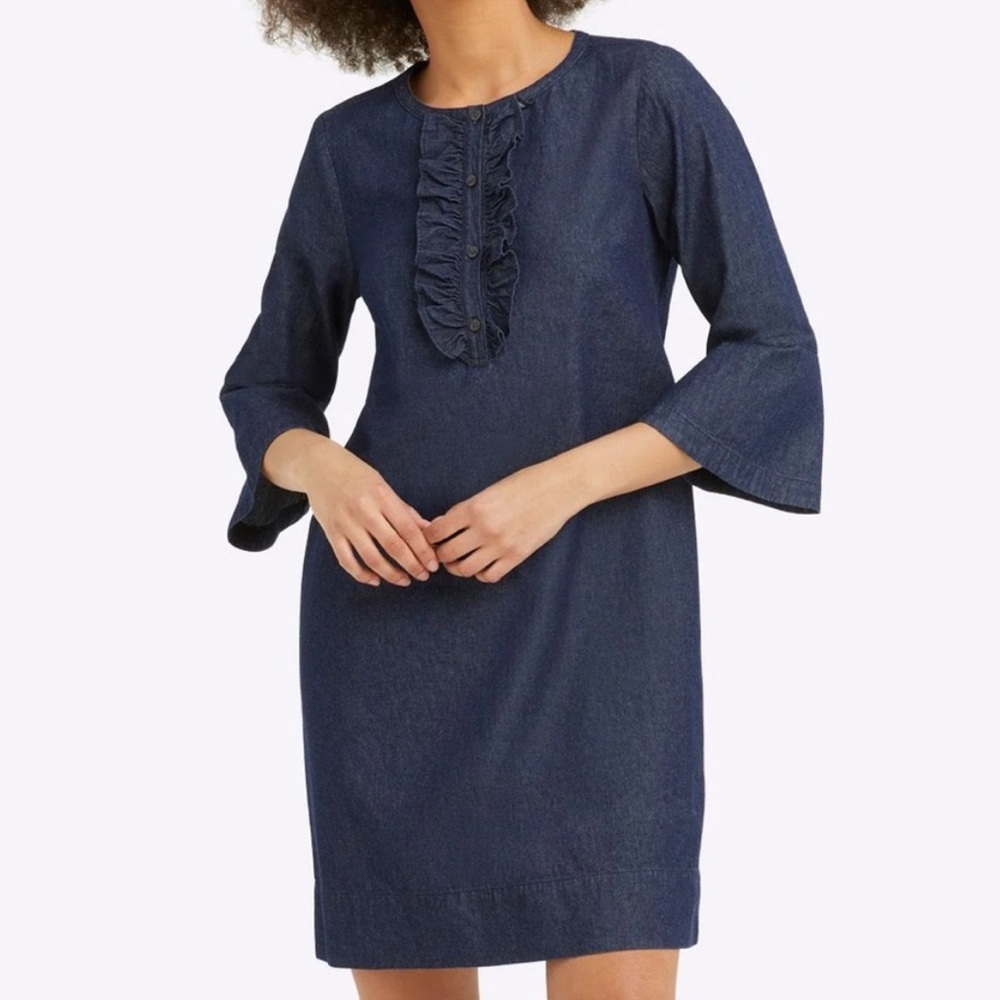 Draper James Denim Dress With Ruffle Details